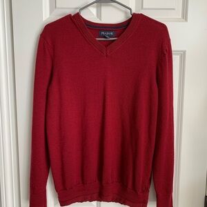 Jos. A. Bank Men's Rich Red V-Neck Merino Wool Sweater